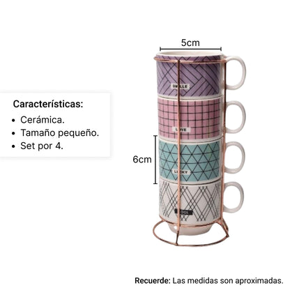 POCILLO X 4 CERAMICA POCILLO DE CAFE VASO MUG DIM:20*10CM