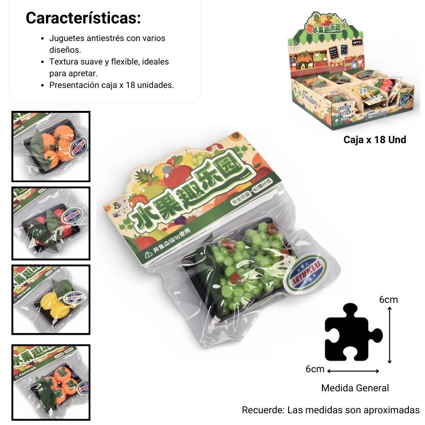 squishy anti estrés canasta frutas elastico caucho  dim: 7x5x1