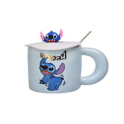 MUG POCILLO CERAMICA CON TAPA PERSONAJE 420ML DIM:9X9X7