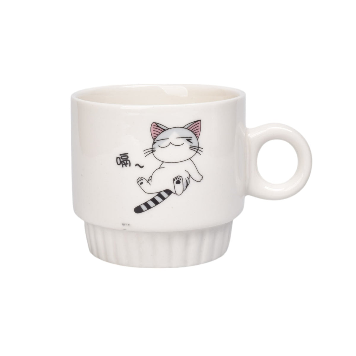 set 4pcs pocillos con base ceramica 250ml diseño gatos dim:8x8x8