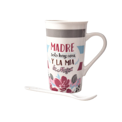 MUG POCILLO CON CUCHARA CERAMICA