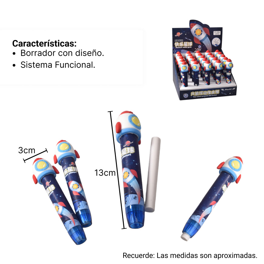 borrador lapiz forma nave espacial dim:13x3