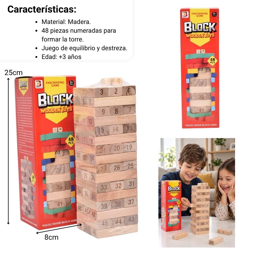 juego de mesa torre de bloques dim: 7.5*2.5*1.5cm
