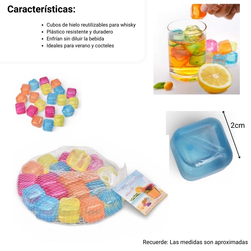 set 20und cubos de hielo de colores reutilizable plastico para bebida fria