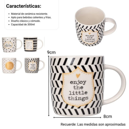 MUG POCILLO CERAMICA 300ML DIM:8X8X9