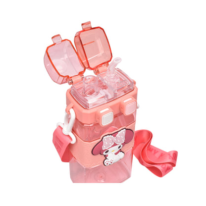 BOTELLA DE AGUA 520ML PERSONAJE PLASTICO ROSADO DIM:19X8