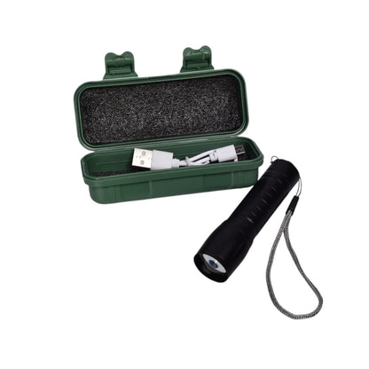LINTERNA METAL RECARGABLE USB NEGRO DIM:4X3X11
