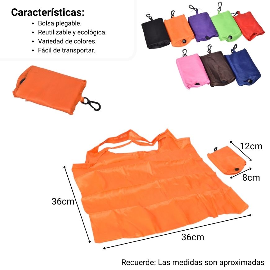 bolsa reutilizable poliester portatil para compras varios colores