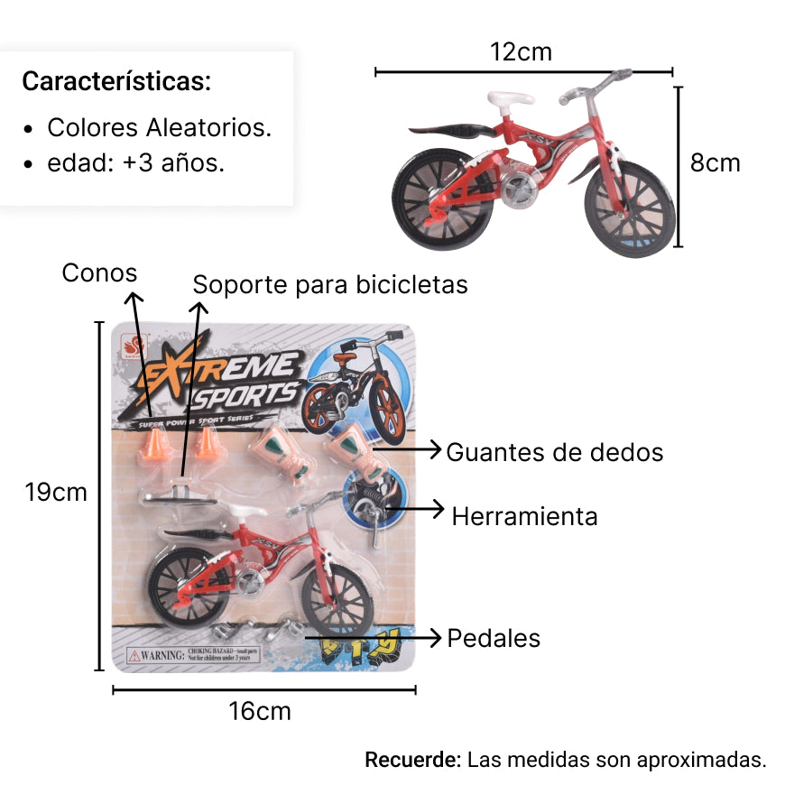 juguete bicicleta pequeña colección dim:16.5x19x4.5cm