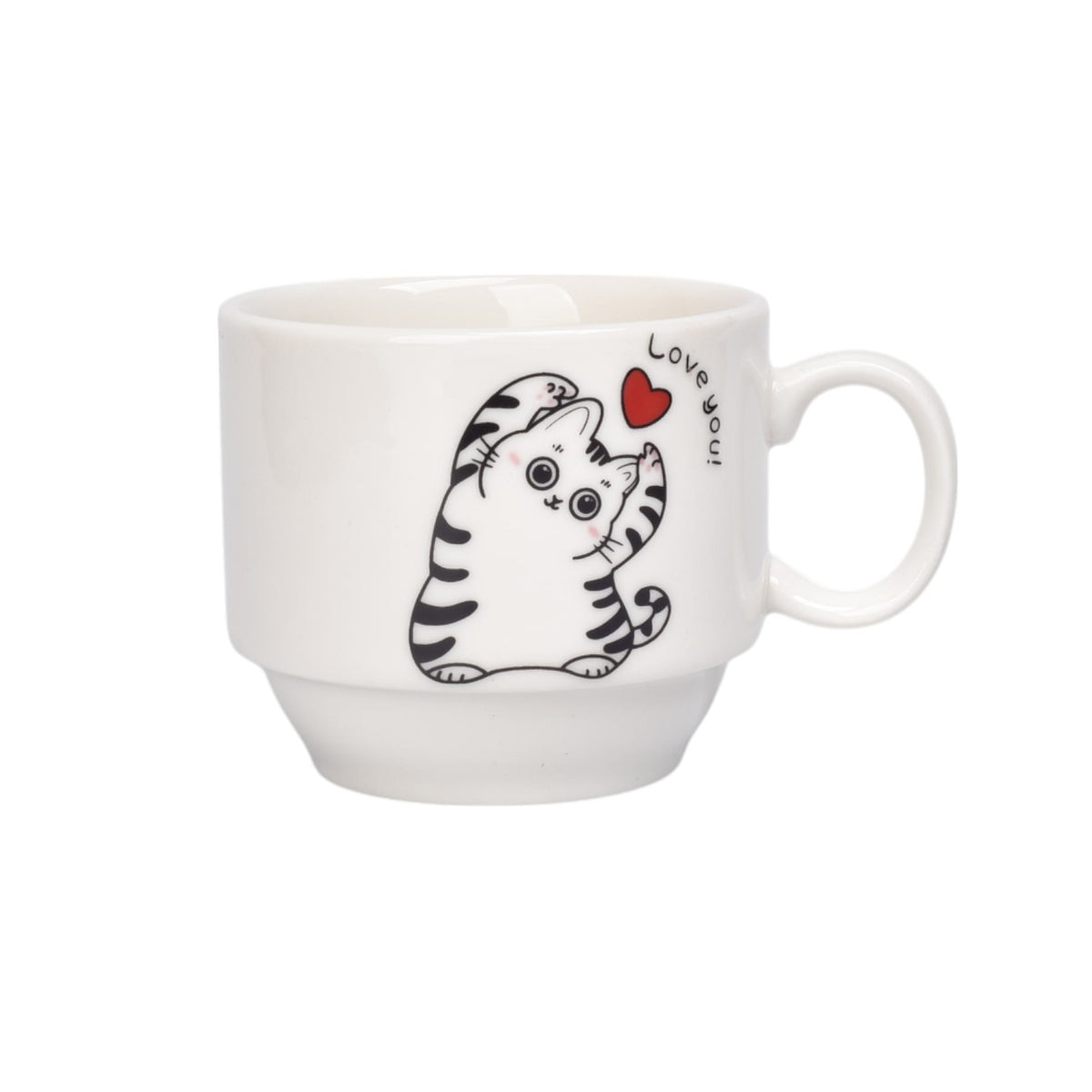 set 4pcs pocillos con base ceramica 150ml diseño gatos dim:7x6x7