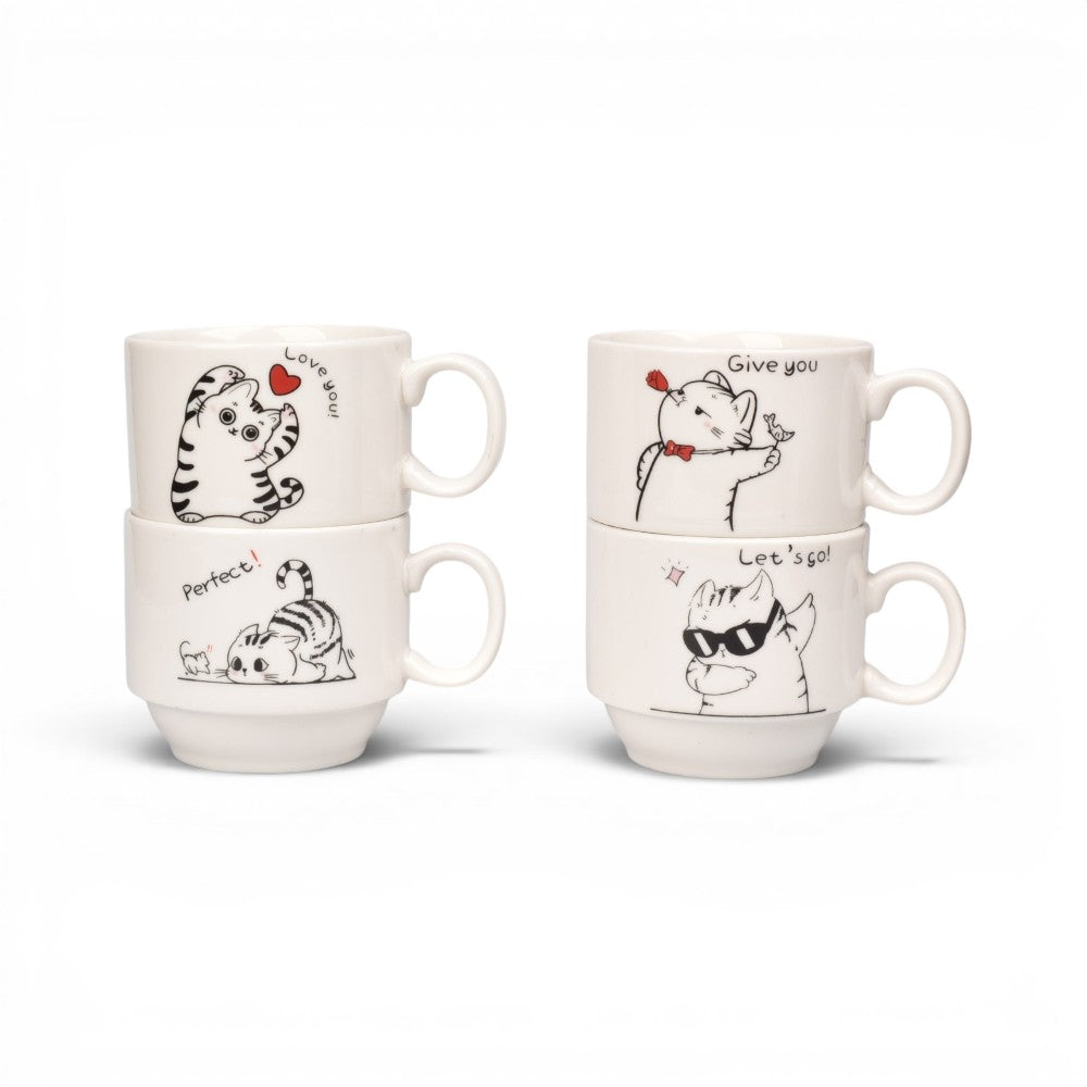 pocillo set 4pcs ceramica con base dim:20x8cm