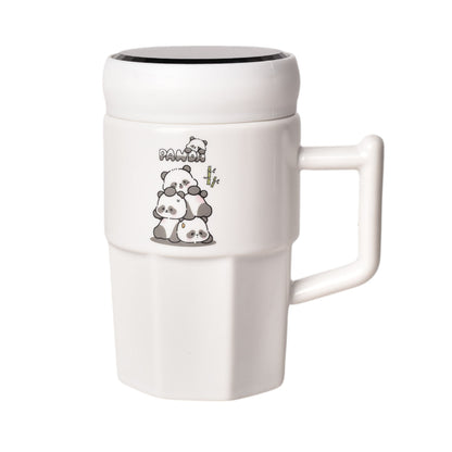 MUG POCILLO CERAMICA CON TAPA DISEÑO OSOS 450ML DIM:13*13*6