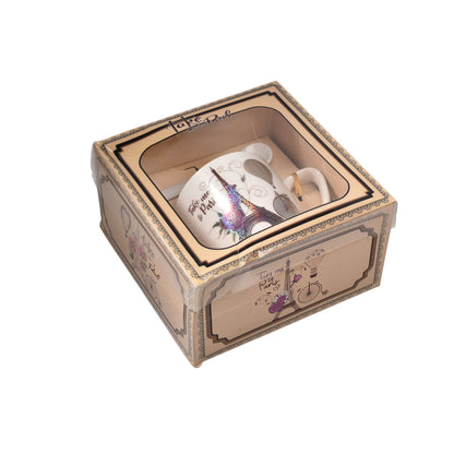 POCILLO EN CERAMICA CON CUCHARA DIM: 14x14x7