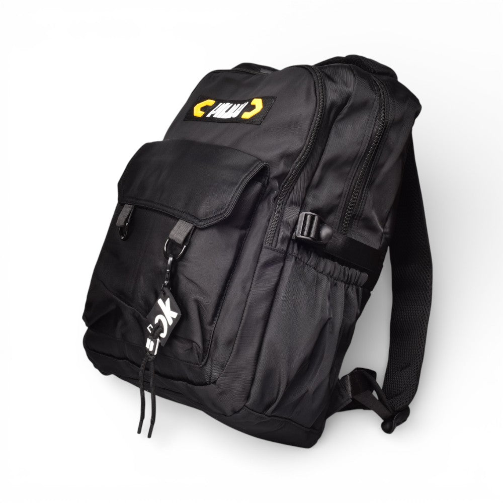maleta morral negro y gris poliester dim:47x30x20