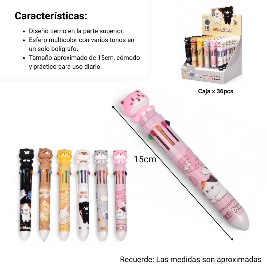 esfero plastico varias minas osos dim:15x2