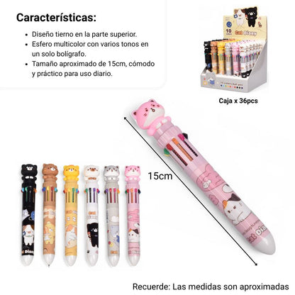ESFERO PLASTICO VARIAS MINAS OSOS DIM:15X2