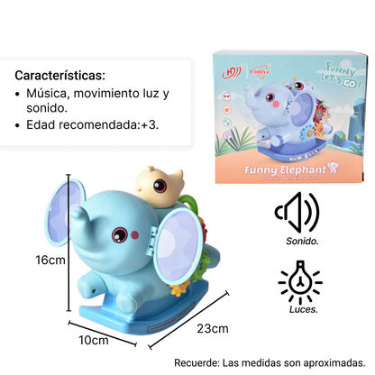 JUGUETE ELEFANTE CON MOVIMIENTO LUCES Y SONIDO DE PLASTICO