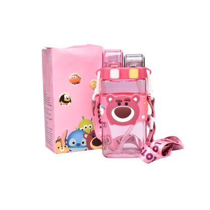 BOTELLA DE AGUA 520ML PERSONAJE PLASTICO FUCSIA DIM:19X8