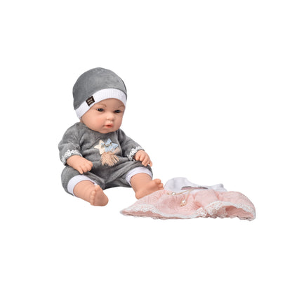 JUGUETE BEBE MUÑECA DE CAUCHO REALISTA CON ACCESORIOS DIM:34X15X20