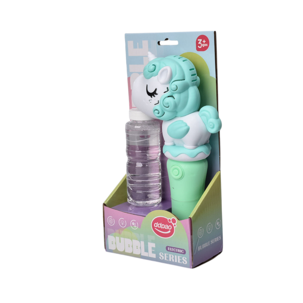 juguete pistola de burbujas unicornio plastico dim:13x6x26