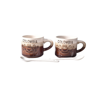 SET 2PCS POCILLOS CON CUCHARAS  CERAMICA DIM:5x5x5