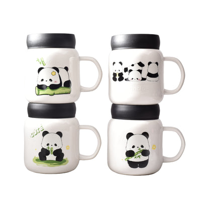 MUG POCILLO CERAMICA DE OSO PANDA GRANDE TAPA PLASTICA