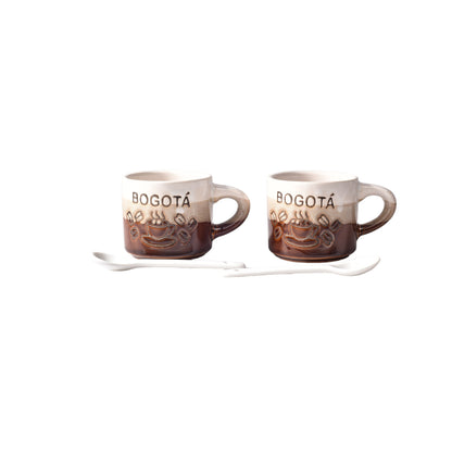 SET 2PCS POCILLOS CON CUCHARAS  CERAMICA DIM:5x5x5