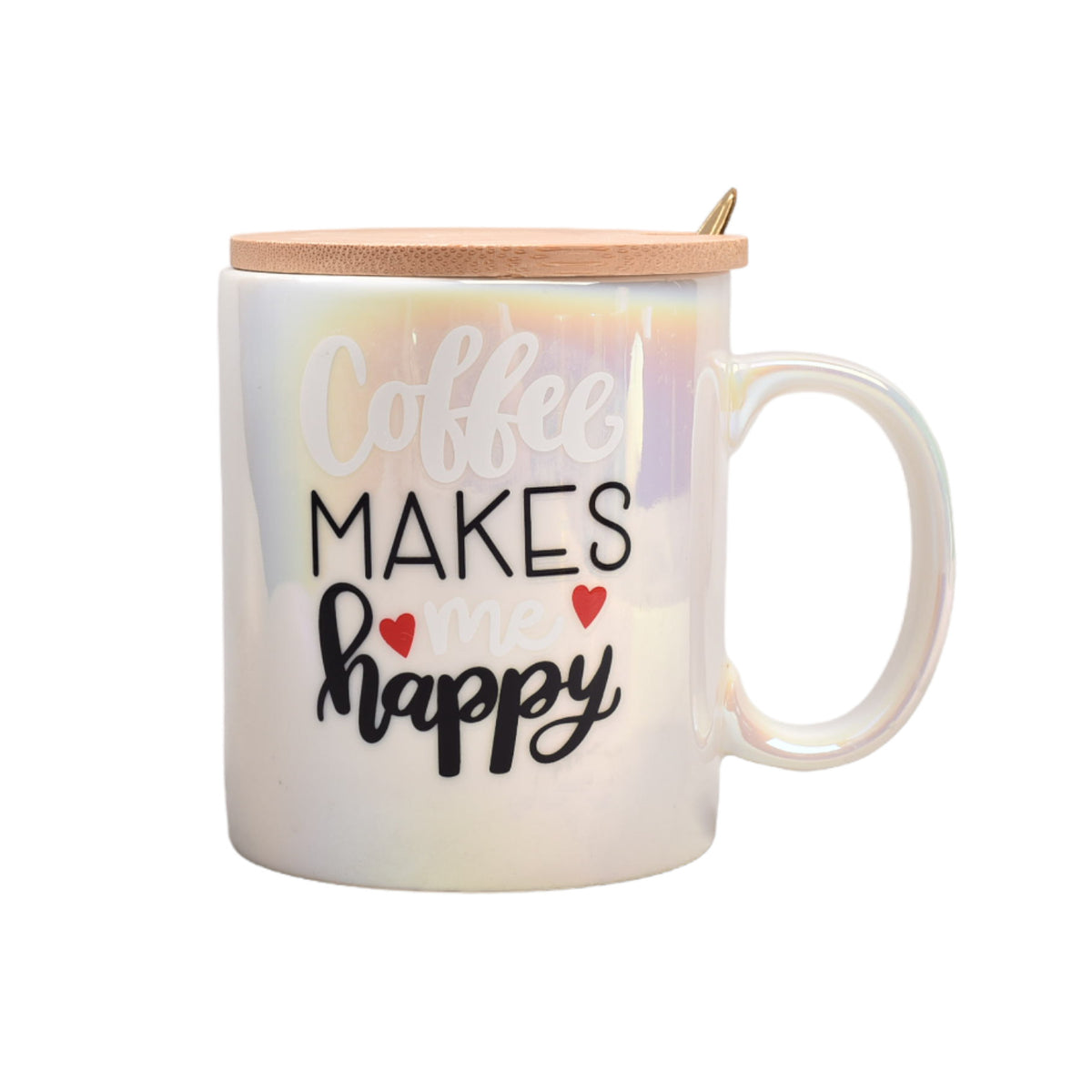 pocillo tornasol mug ceramica con tapa madera y cuchara