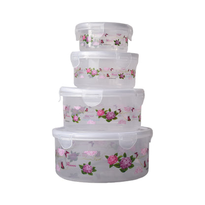 SET POR 4UND RECIPIENTES PLASTICO TRANSPARENTE REDONDO