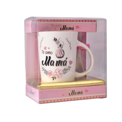 MUG POCILLO CON CUCHARA CERAMICA