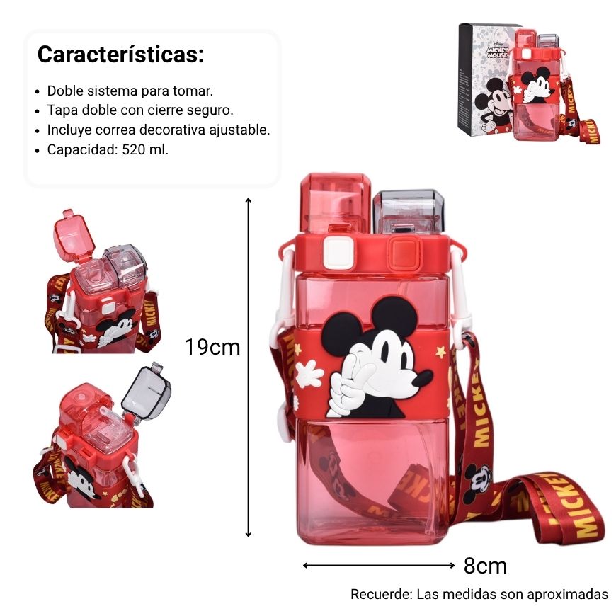 botella de agua 520ml personaje plastico rojo