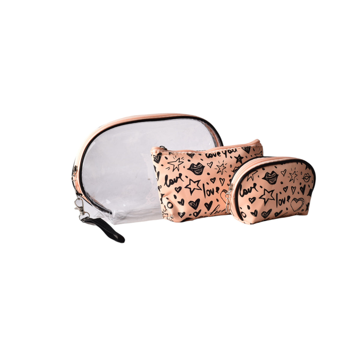 cosmetiquera x 3 und maquillaje sintetico pvc
