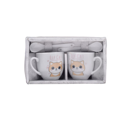 POCILLOS CON CUCHARAS SET 2PCS CERAMICA DIM:5*6*6CM