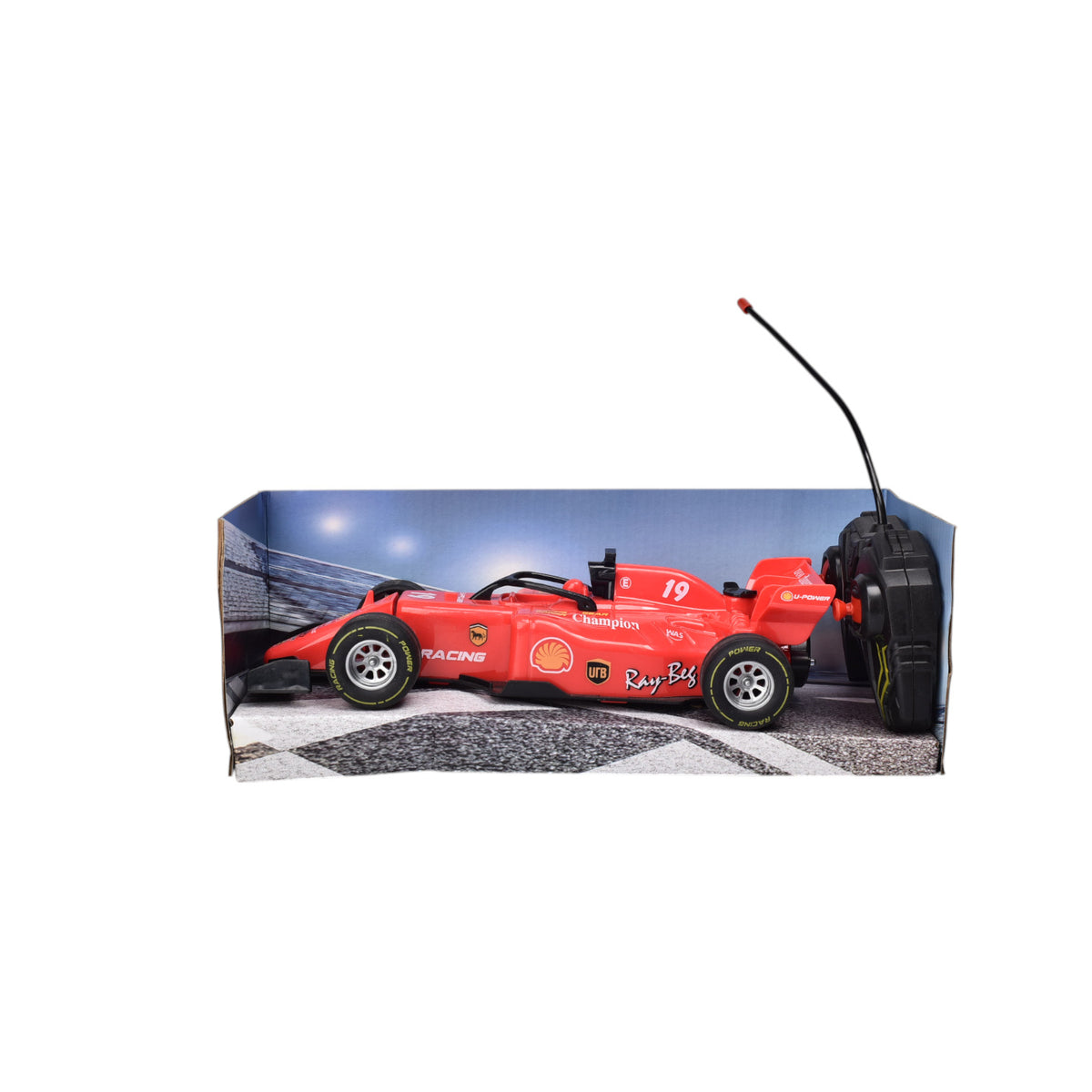 juguete carro de carreras negro con control remoto dim:30x12x11