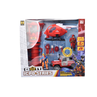 JUGUETE SET ESTACION DE BOMBEROS PARA NIÑOS DIM:37X11X33