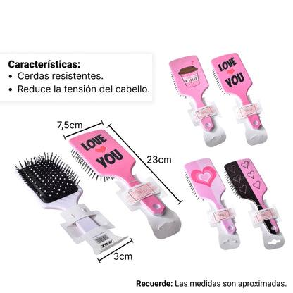 CEPILLO PLASTICO PARA CABELLO VARIOS DISEÑOS DIM:7X24X4