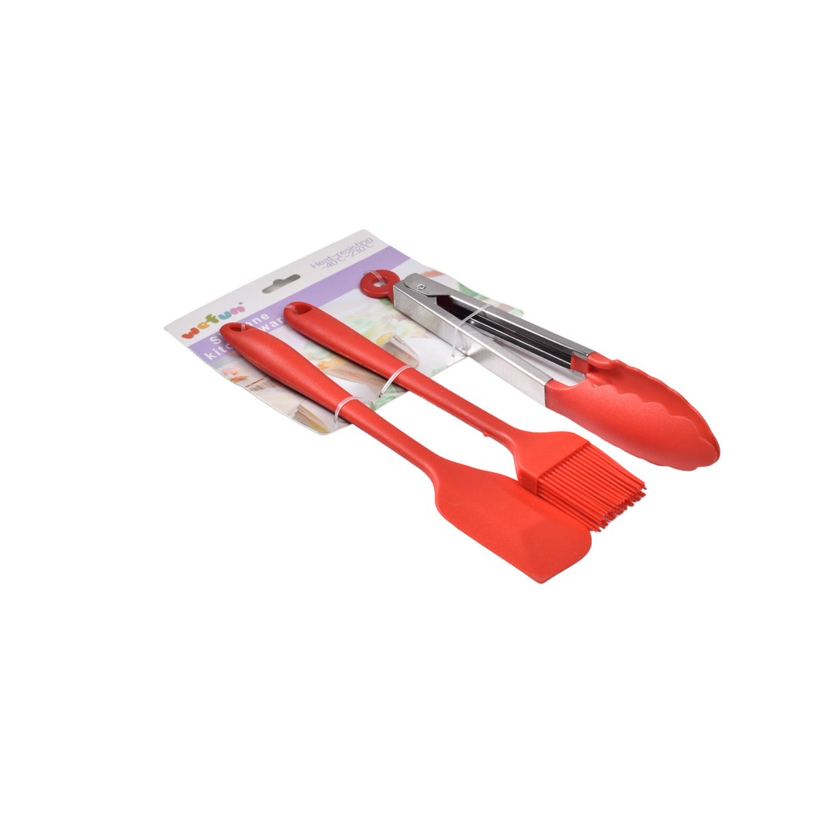 set utensilios para cocina en silicona pinzas, pala y brocha