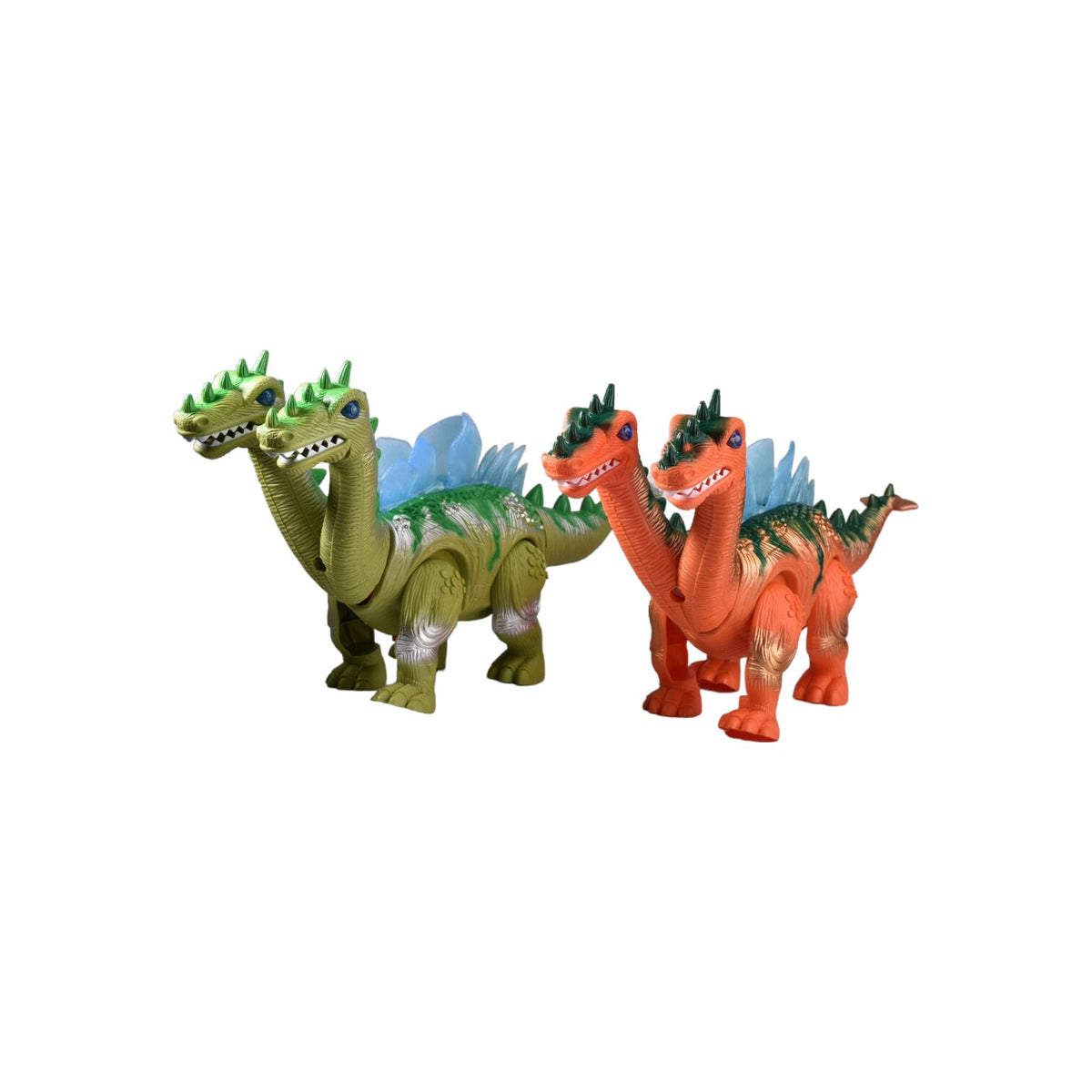 juguete dinosaurio dos cabezas camina pone huevos luces