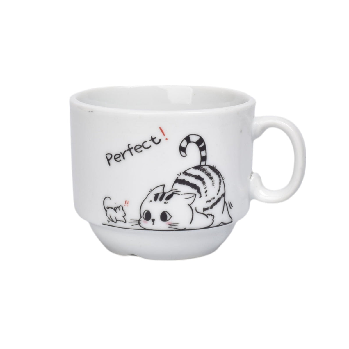 set 4pcs pocillos con base ceramica 60ml diseño gatos dim:6x5x5