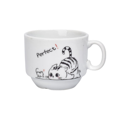 SET 4PCS POCILLOS CON BASE CERAMICA 60ML DISEÑO GATOS DIM:6X5X5