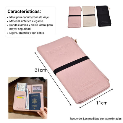 ESTUCHE ORGANIZADOR PASAPORTE DOCUMENTOS SINTETICO DIM:21X11