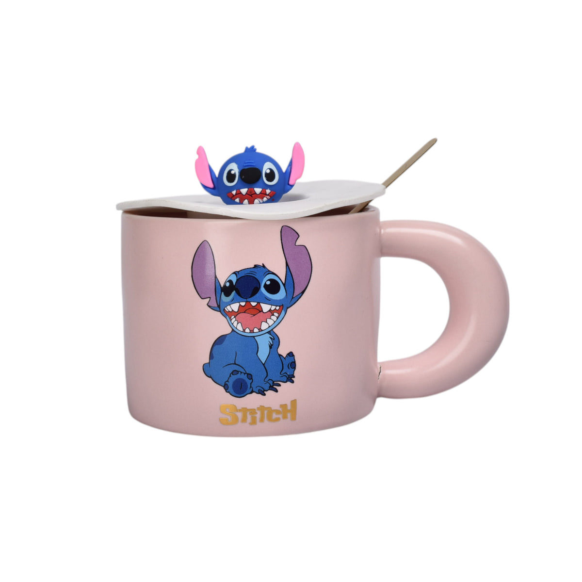 mug pocillo ceramica con tapa personaje 420ml dim:9x9x7