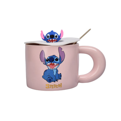 MUG POCILLO CERAMICA CON TAPA PERSONAJE 420ML DIM:9X9X7