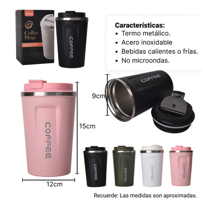 TERMO METALICO MUG 350ML BEBIDAS CALIENTES FRIAS