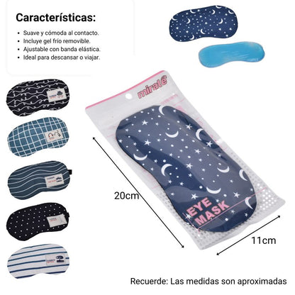 TAPAOJOSMASCARA PARA DORMIR, CUBRE OJOS Y ANTIFAZ POLIESTER DIM:19X9