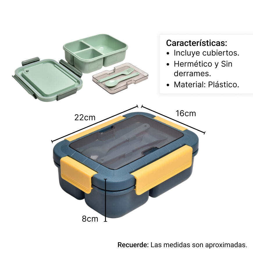 portacomida grande plastico con cubiertos