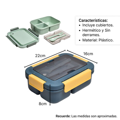 PORTACOMIDA GRANDE PLASTICO CON CUBIERTOS