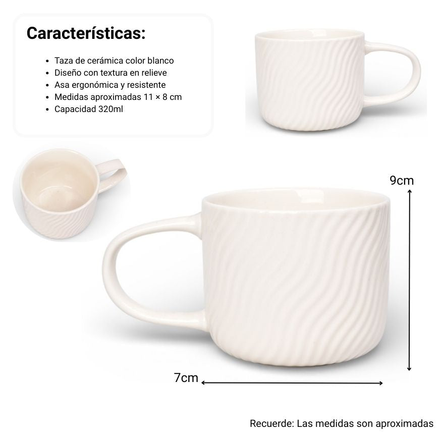 mug pocillo ceramica blanco 320ml dim:9x9x7