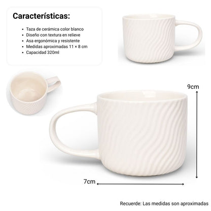 MUG POCILLO CERAMICA BLANCO 320ML DIM:9X9X7