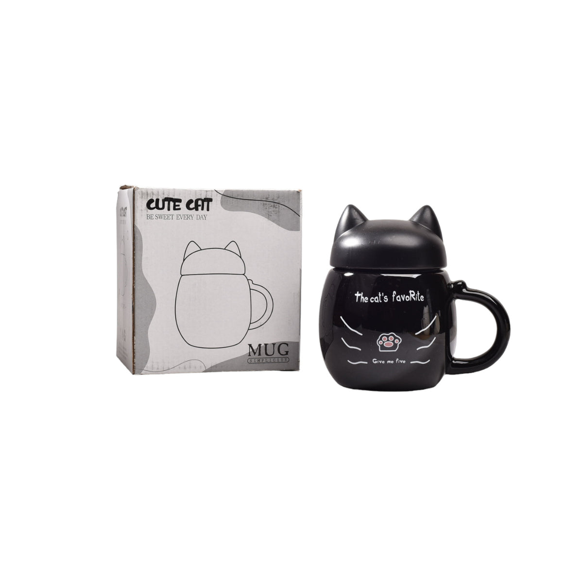 mug ceramica de gato pocillo con tapa